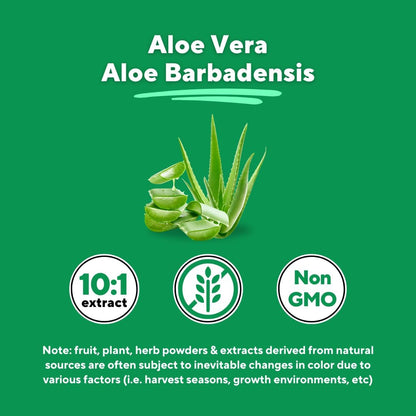 Organic Aloe Vera Capsules 20% Aloins Supplement - Pure Inner Leaf Gel Concentrate - Digestive, Gut Health, Skin, Immune Support - 120 Count - Non-GMO, Gluten-Free, Vegan