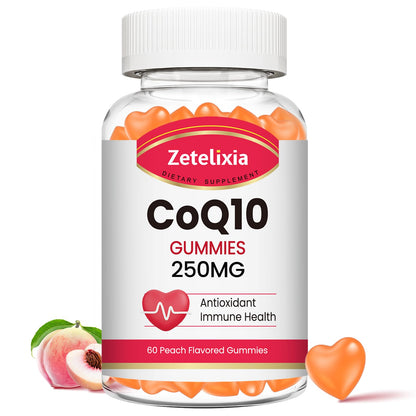 2 Pack CoQ10 Gummies, 5X Better Absorption Coenzyme Q10 for Cellular Energy and Antioxidant Support, 120 Peach Gummies
