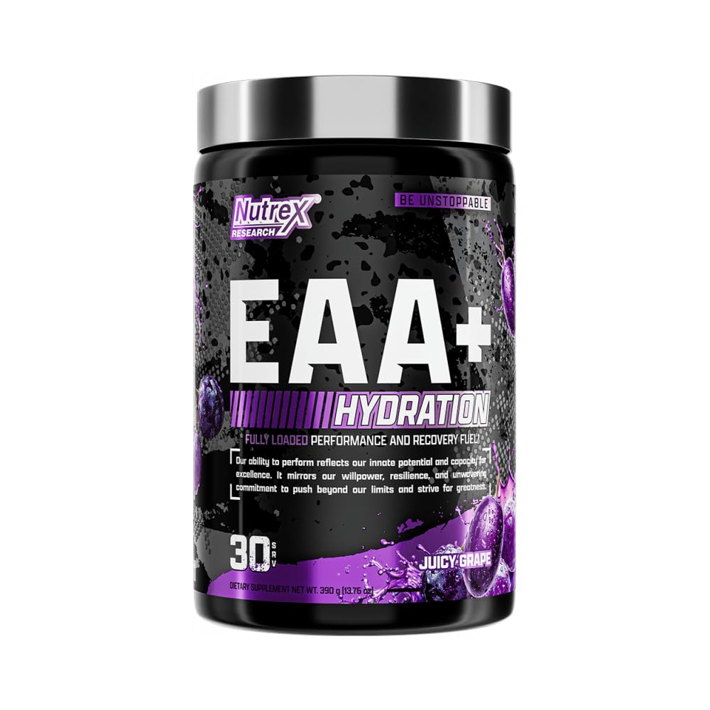 Nutrex Research EAA Hydration | EAAs + BCAA Powder | Muscle Recovery, Strength, Muscle Building, Endurance | 8G Essential Amino Acids + Electrolytes | Strawberry Watermelon 30 Serving