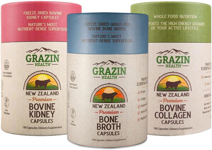 Active Recovery Bundle | Collagen + Bone Broth + Kidney | Whole-Food, Grass-Fed, New Zealand Sourced Supplements for Clean Daily Nutrition and Active Recovery Support