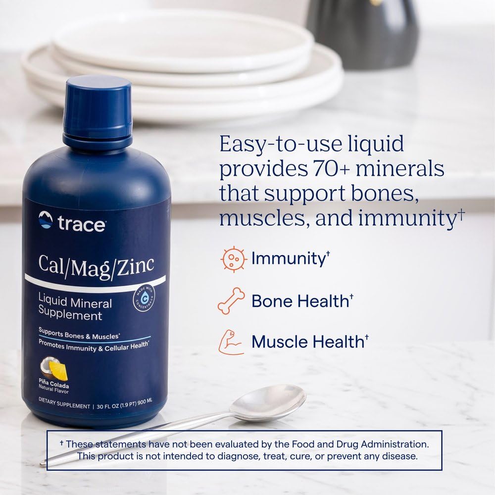 Trace Minerals Liquid Cal Mag Zinc with Vitamin D3, 30 fl oz, Strawberry