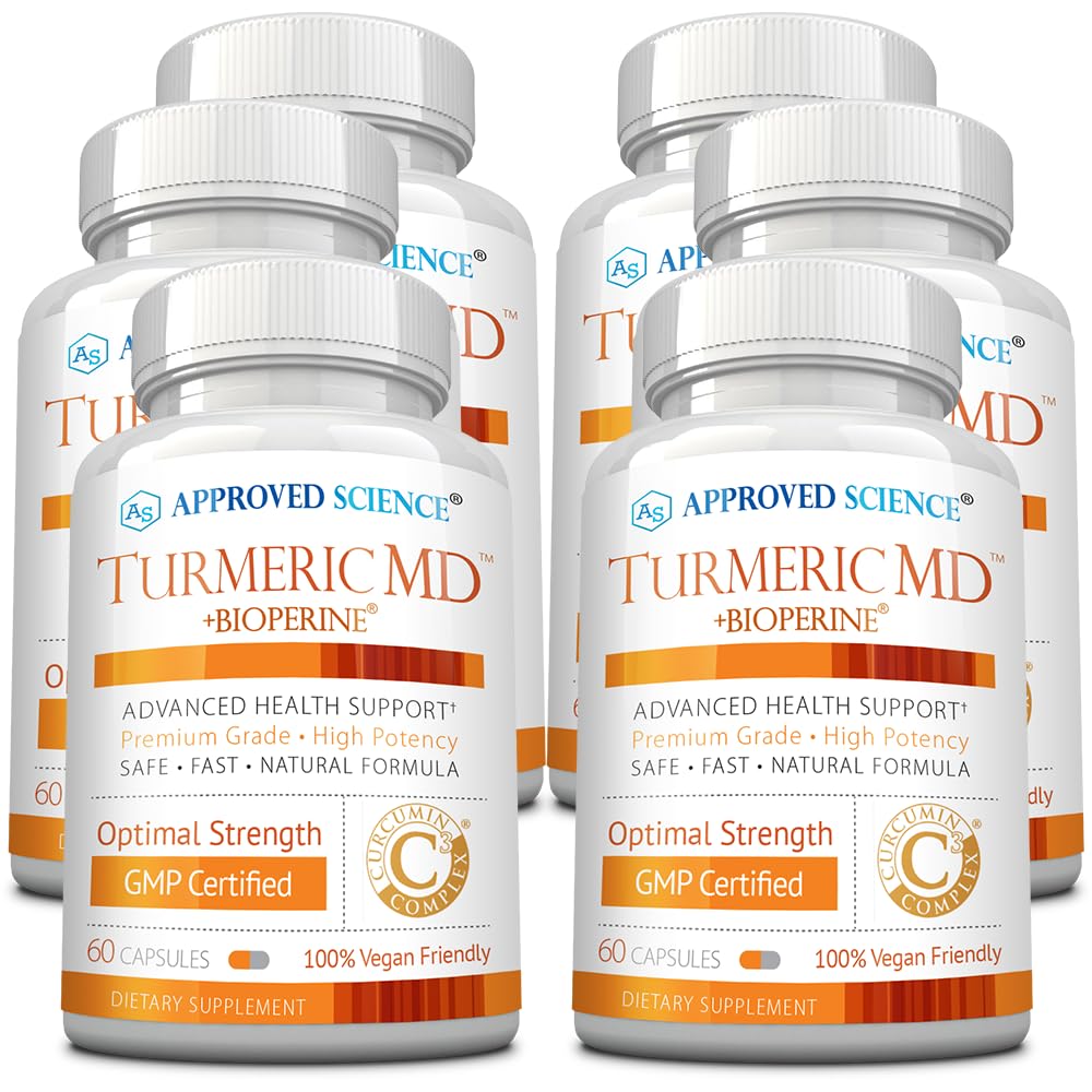 Approved Science Turmeric MD - Turmeric Extract with BioPerine Black Pepper & 95% Standardized Turmeric Curcuminoids - 180 Capsules (3 Month Supply)