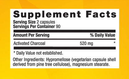 Country Life Natural Activated Charcoal - 260 mg 180 Capsules, Packaging May vary