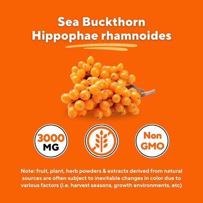 Omega 7 Sea Buckthorn Berry Oil 1000mg for Hair, Skin, Nails, Heart Health Support - 34% Palmitoleic Acid & Natural Omega 3 6 9 Fatty Acids Supplement - 120 Capsules, Non-GMO, Gluten-Free