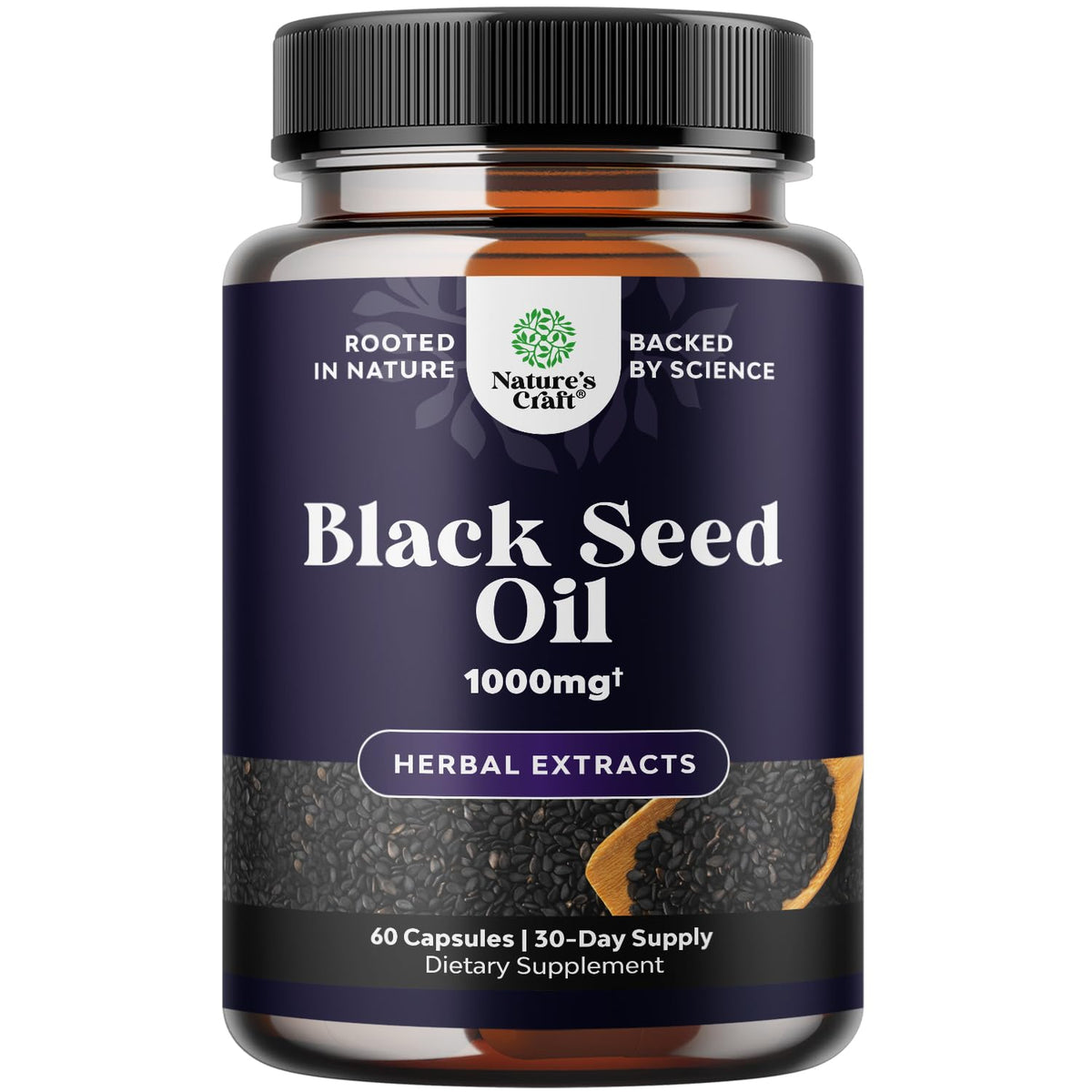 Vegan Black Seed Oil Capsules - Cold Pressed Nigella Sativa Black Cumin Seed Oil 