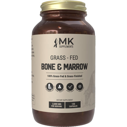 MK Supplements Grass-Fed Desiccated Beef Liver, Non-Defatted, Made in USA | 3,000mg per serving, 150 capsules, 30 servings, freeze-dried, regeneratively raised, amber glass bottle, family owned