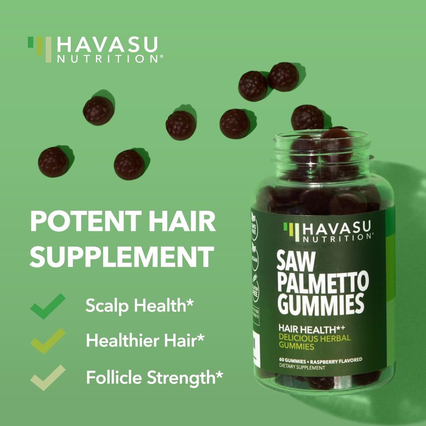 Saw Palmetto Gummies for Men, Prostate Health Supplement, 60 Count | DHT Blocker for Men for Hair Health & Male Patterned Balding, Supports Scalp and Prostate Wellness, Raspberry, 30 Day Supply