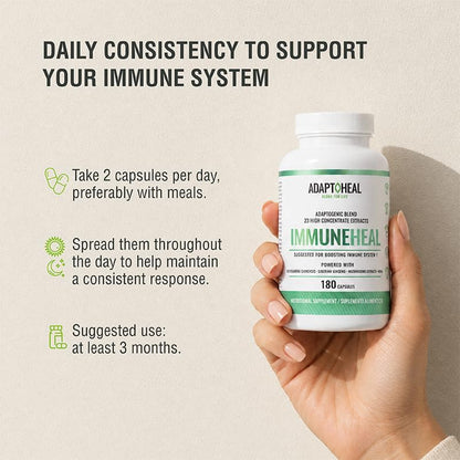 ADAPTOHEAL Immunheal Immune System Support Reishi, Ginseng (180 Caps)