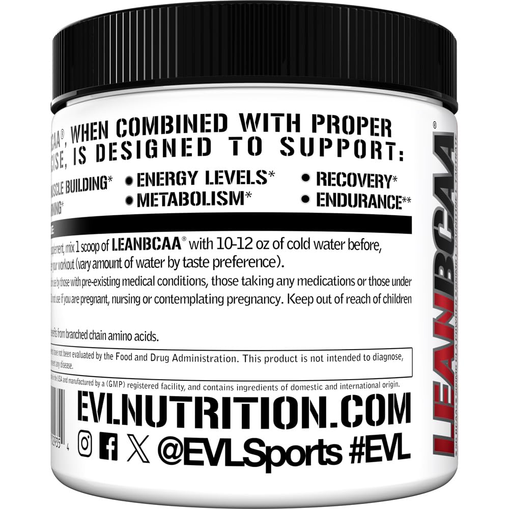 Stimulant Free Lean BCAA Powder - Evlution Nutrition BCAAs Amino Acids Powder with CLA Carnitine and 2:1:1 Branched Chain Amino Acids Supports Muscle Recovery Fat Burn and Metabolism - Fruit Punch