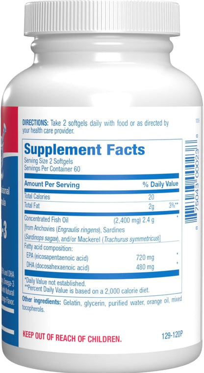 Omega 3 Fish Oil 1200 mg - Clinical DHA EPA Omega 3 Supplement with Burpless Fish Oil Brain Heart & Overall Health - Molecularly Distilled for Purity - Certified Sustainably Sourced (Orange Flavored)