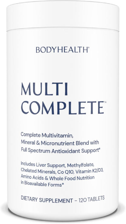 BodyHealth Multi Complete (120 Ct) Daily Multivitamin for Men and Women with Whole Foods, Minerals, Antioxidants, Organic Green Food Concentrates, and Liver Detox Extracts, Non GMO