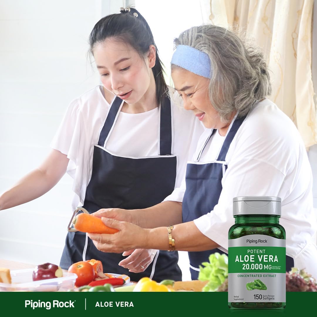 Piping Rock Aloe Vera Supplement | 150 Softgels | Concentrated Herbal Extract | Non-GMO and Gluten Free Formula