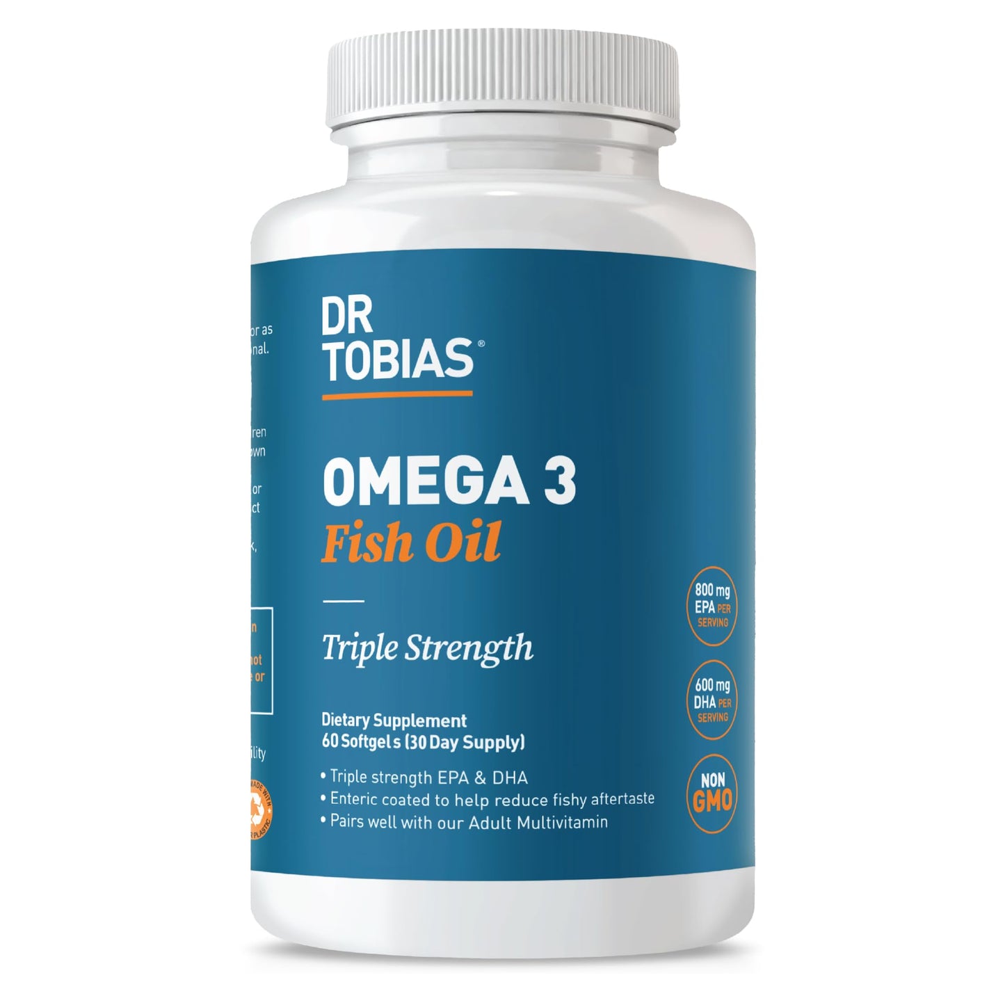 Dr. Tobias Omega 3 Fish Oil 2000mg Triple Strength | 180 Softgels | Heart, Brain & Joint Support | 2,000 mg Fish Oil | 800 mg EPA + 600 mg DHA | Delayed Release Omega 3 Supplement | 90 Servings