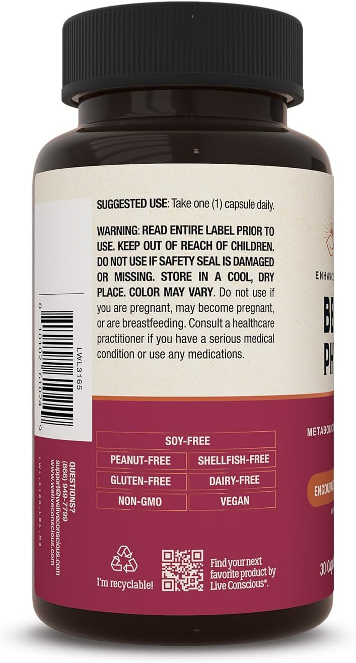 Live Conscious Berberine Phytosome - Advanced & Bioavailable Berberine Formula, Optimal Energy, Metabolic Health & Weight Management - 30 Servings