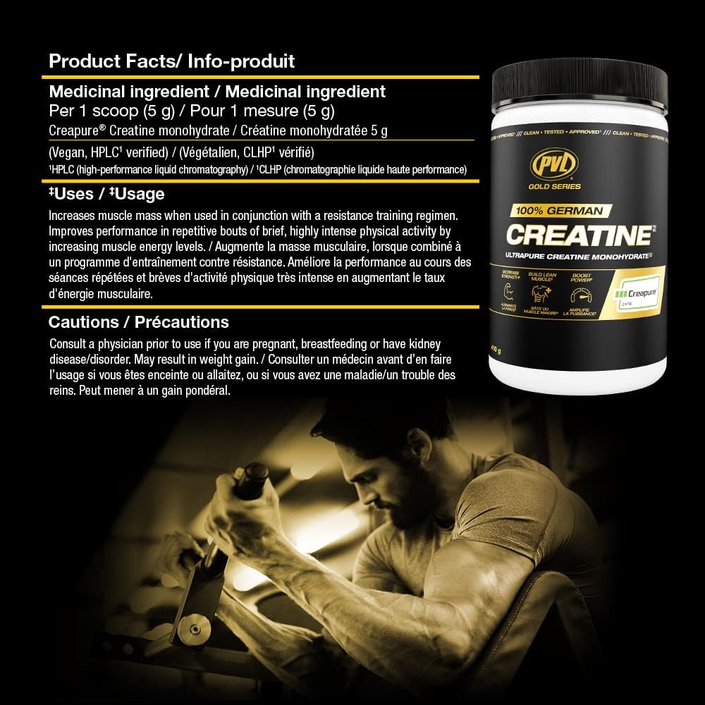 PVL Creapure Creatine – 100% Pure German Creatine Monohydrate Powder-Pharmaceutical Grade Muscle Building Supplement for Strength Training, Pre Workout & Post Workout Protein Support–410g 82 Servings