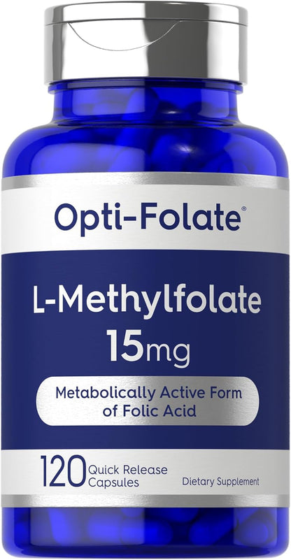 Carlyle L Methylfolate 15mg | 120 Capsules | Value Size | Max Potency | Optimized and Activated | Non-GMO, Gluten Free Supplement | Methyl Folate, 5-MTHF | by Opti-Folate