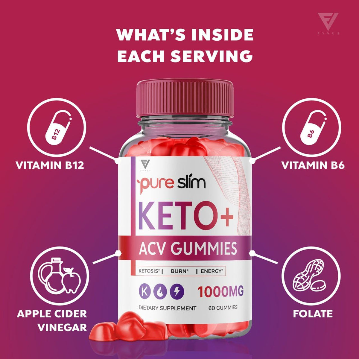 (5 Pack) Pure Slim Keto ACV Gummies, Pure Slim Keto ACV Gummies Advanced Weight
