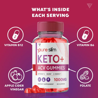 (5 Pack) Pure Slim Keto ACV Gummies, Pure Slim Keto ACV Gummies Advanced Weight