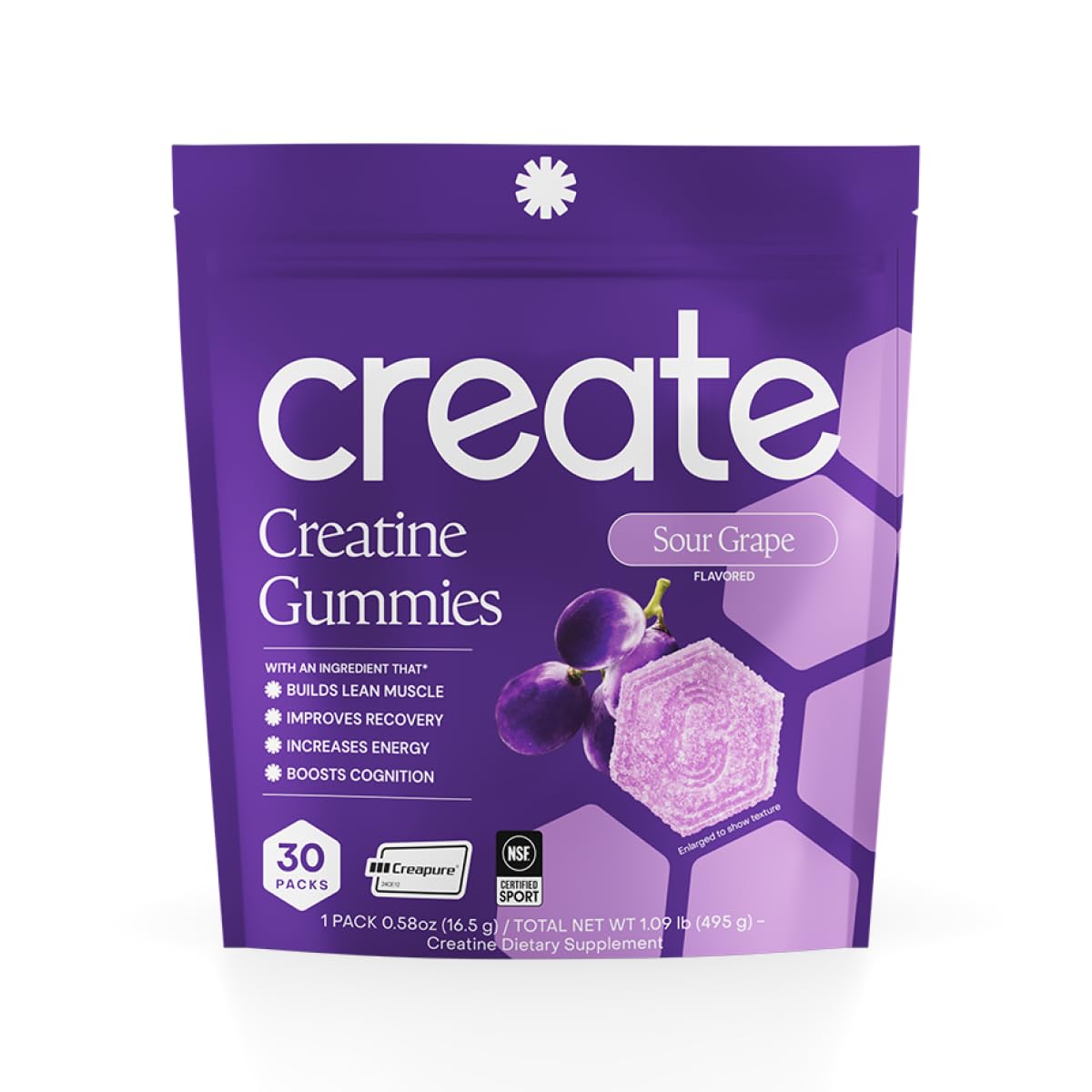 Create Creatine Gummies – Single-Serve Packs – 30ct – Variety Pack | NSF Certified for Sport – Made with Creatine Monohydrate, Vegan & Gluten-Free, Anti-Melting Formula, 3 Gummies per Pack