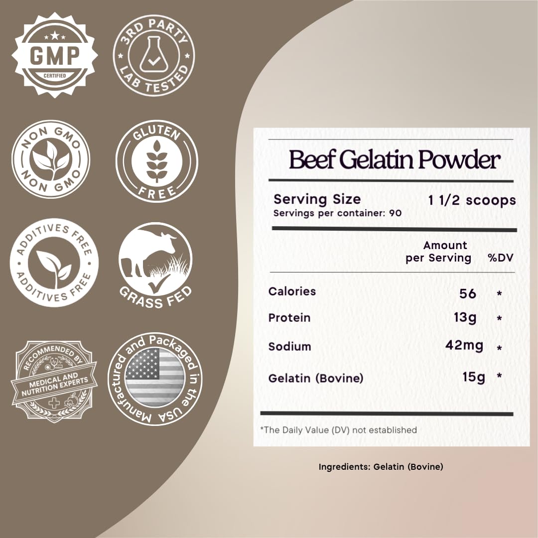 Zen Principle Grass-Fed Gelatin Powder, 1.5 lb. Custom Anti-Aging Protein for Healthy Hair, Skin, Joints & Nails. Paleo and Keto Friendly. Cooking and Baking. GMO-Free and Gluten-Free. Unflavored.