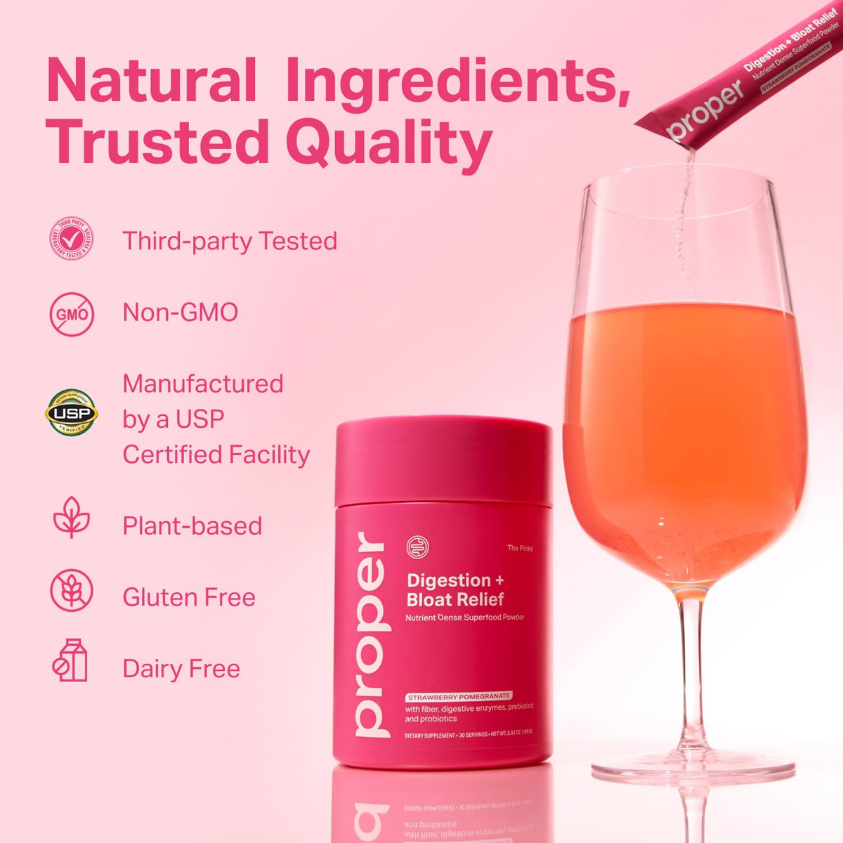 Proper The Pinks Digestive Bloat Relief - Gut Health Probiotic Drink Mix