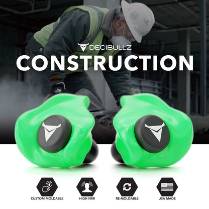Decibullz - Custom Molded Earplugs, 31dB Highest NRR, Comfortable Hearing Protection