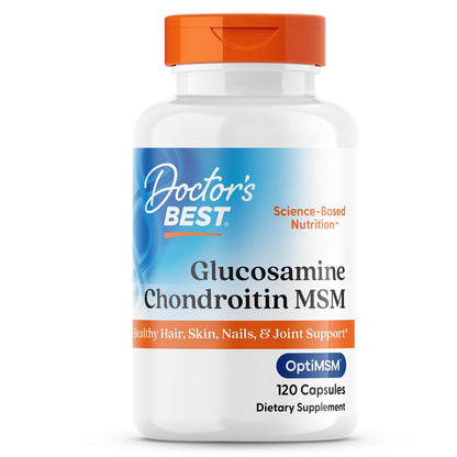 Doctor's BEST Glucosamine Chondroitin MSM - Joint Health Support Supplement for Women & Men, Nutritional Support for Joint Strength, Hair, Skin, & Nails, Gluten Free, Non GMO - 240 Capsules