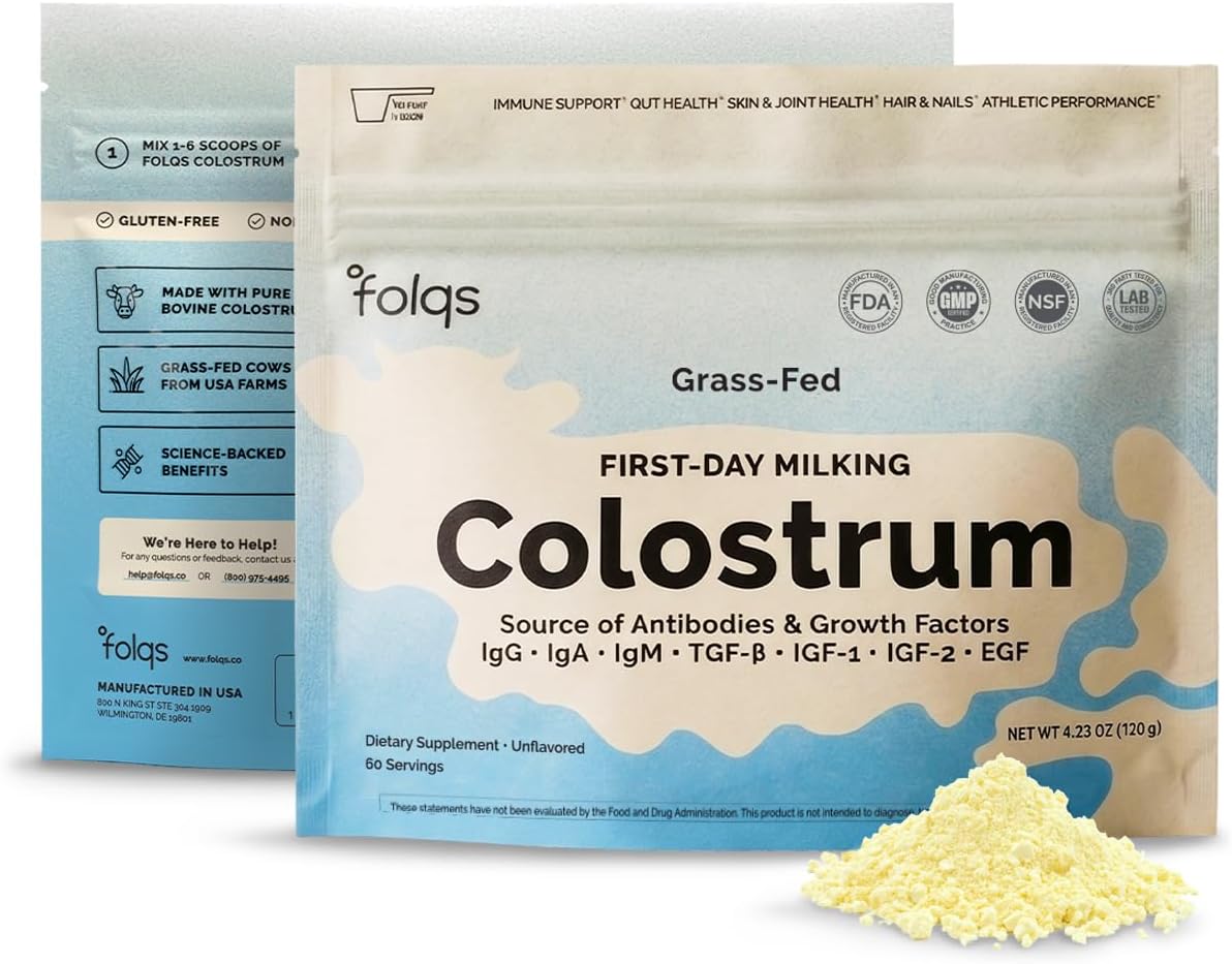 Bovine Colostrum Powder, First Day Milking, Immune & Gut, 60 Servings | First-Day Milking, Colostrum Supplement, Supports Skin & Tissue, Made in USA, Amino Acids, Vitamins, Minerals, Kosher