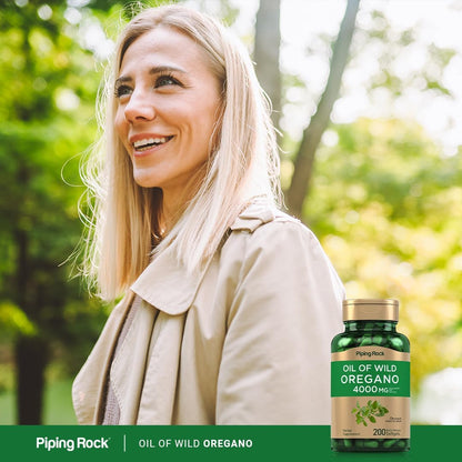Piping Rock Oregano Oil Softgel Capsules | 200 Pills | Herbal Extract Supplement | Wild Harvested | Non-GMO, Gluten Free