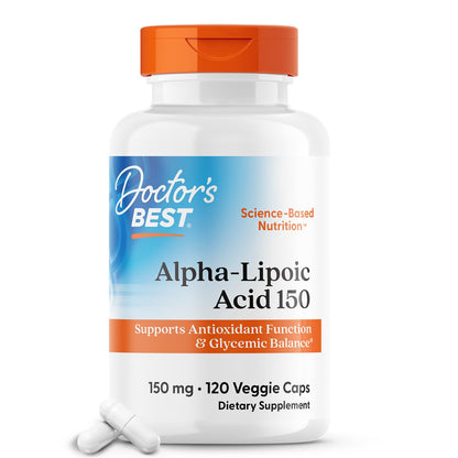 Doctor's Best Alpha Lipoic Acid Supplement 600mg - Alpha-Lipoic Acid Caps for Men & Women, ALA Antioxidant Support for Nerve Health, Aids in Cellular Function, Non GMO, Gluten Free - 60 Veg Capsules