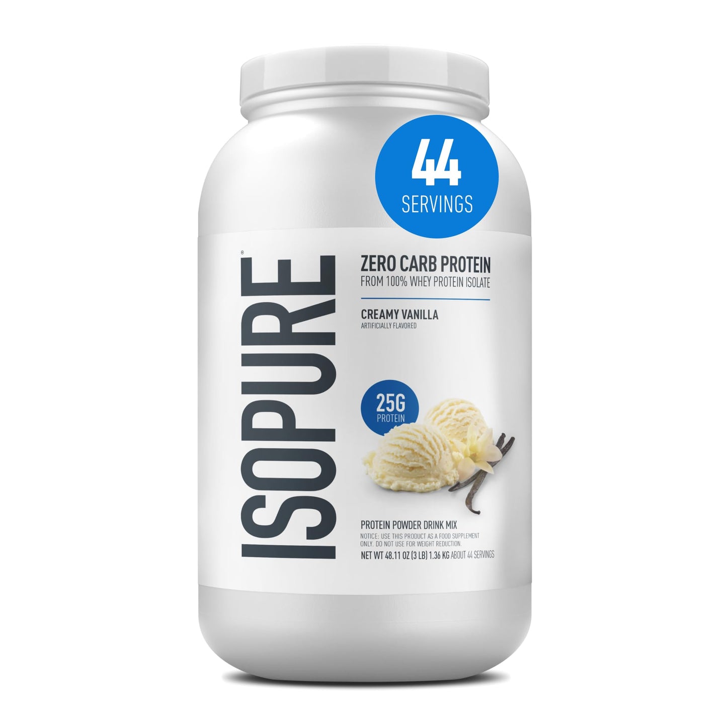 Isopure Zero Carb 100% Pure Whey Isolate Protein Powder, Gluten Free, With Vitamins, Cookies & Cream, 25g Protein Per Serving, 1 Lb, 15 Servings (Packaging May Vary)
