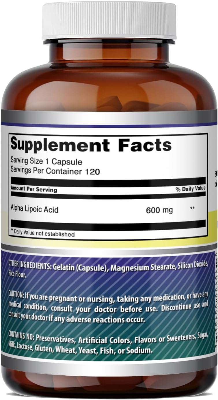 Amazing Formulas Alpha Lipoic Acid | 600 Mg Per Serving Supplement | Capsules | Non-GMO | Gluten Free | Made in USA (1 Pack | 120 Count)