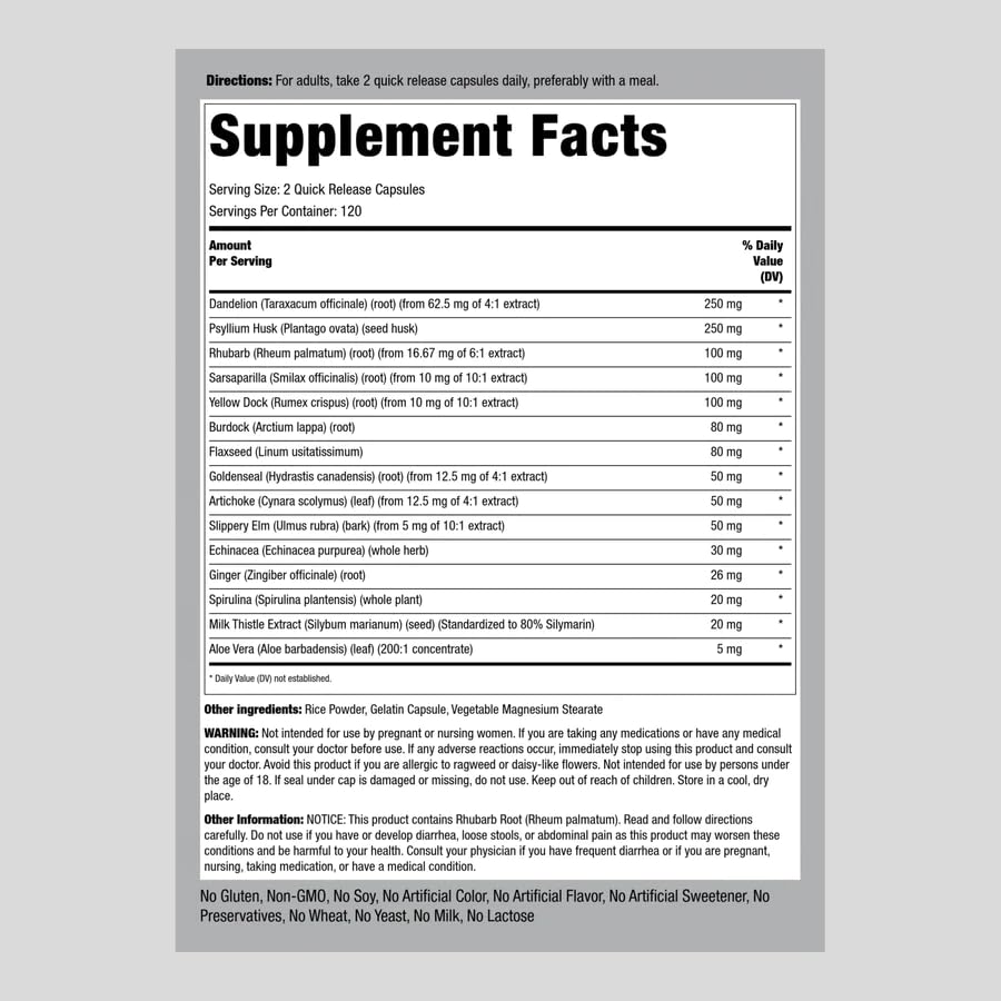 Piping Rock Detox Cleanse Capsules | 240 Pills | Herbal Complex | Lean Formula