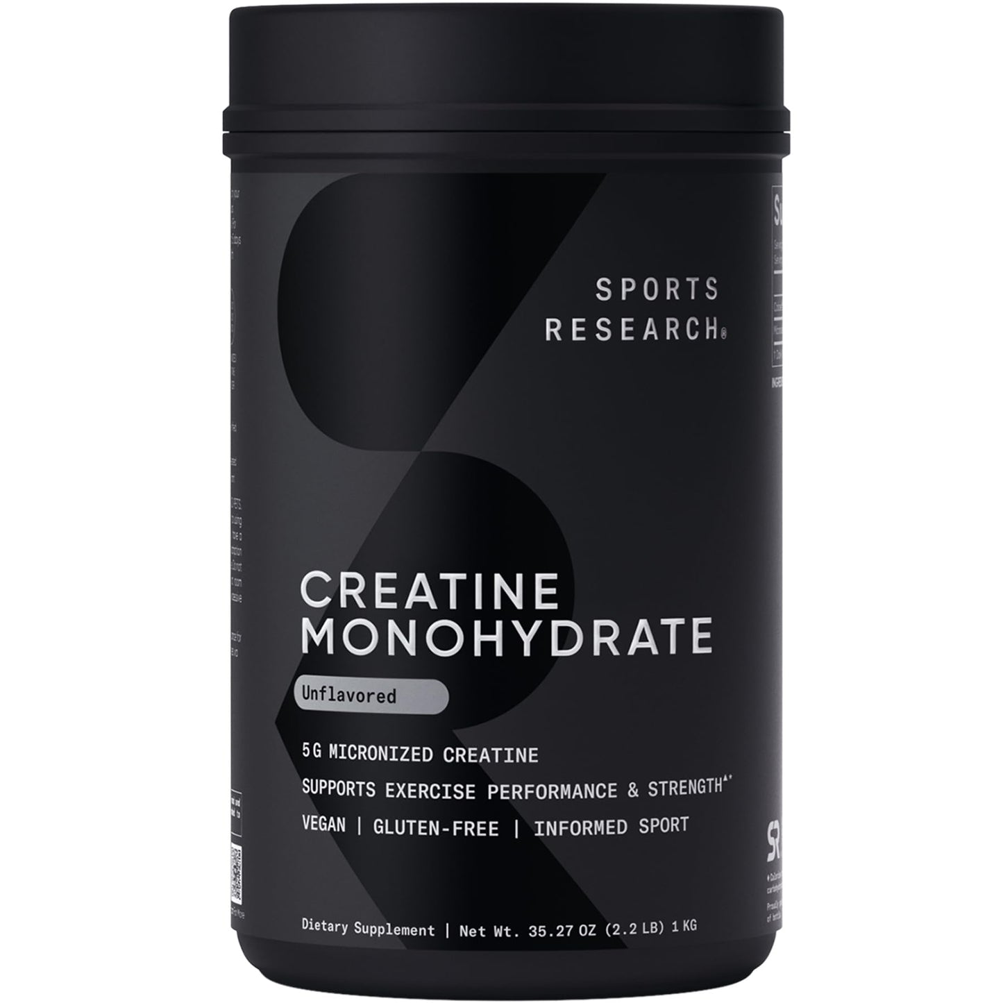 Sports Research Creatine Monohydrate - Gain Lean Muscle, Improve Performance and Strength and Support Workout Recovery* - 5 g Micronized Creatine - 17.64 oz