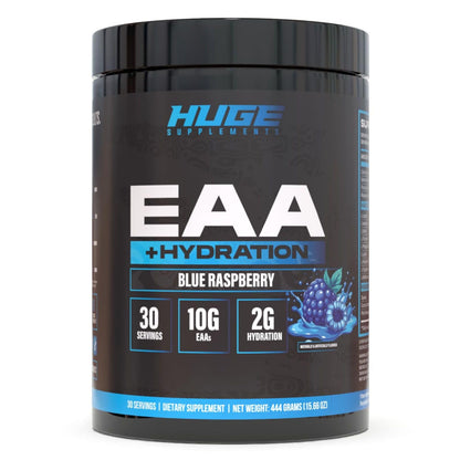 Huge EAA + Hydration, Essential Amino Acids Powder, EAAs & BCAAs, Intra & Post Workout Recovery Powder, Muscle Growth, Recovery & Performance, 10g EAAs & Electrolytes, Kiwi Blueberry, 30 Servings