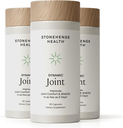 Stonehenge Health Dynamic Joint Health Supplement – Fast-Acting Support with AprèsFlex® Boswellia, MSM, Multi-Type Collagen, Turmeric, Bromelain, Vitamins C & D3 60 Count (Pack of 3)