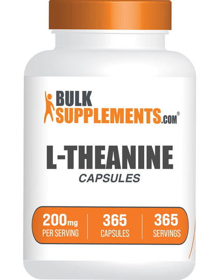 BulkSupplements.com L-Theanine Capsules - L-Theanine Supplement, L-Theanine 200mg, Theanine Pills - Amino Amino Supplement, Gluten Free - 1 Theanine Capsule per Serving, 365 Capsules