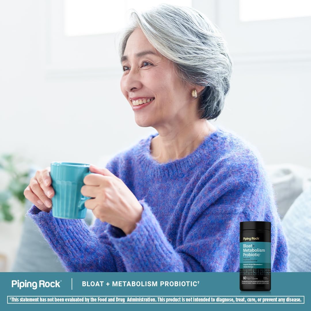 Piping Rock Bloat and Metabolism Probiotic | 60 Capsules | 14 Strain Probiotic Blend | Supports Regularity and Cellular Energy for Men and Women | Non-GMO, Gluten Free