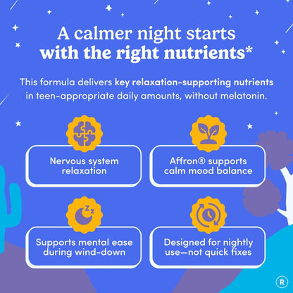 FIRST DAY Calm Magnesium for Teens Gummies, Affron, No Melatonin, 60 Count | Passionfruit-guava magnesium gummies with citrate and Affron; melatonin-free nighttime relaxation support for teens.