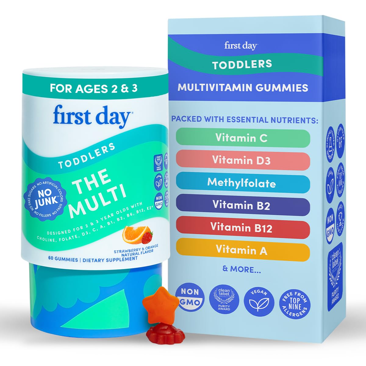 Teen Boy & Girl Multivitamin Gummy - Growth & Bone Support, 60ct, Vegan