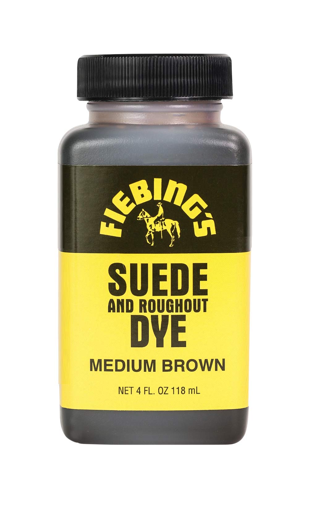 Fiebing's Black Suede Dye (4 oz) - Recolor, Brighten & Restore Suede & Roughout Leather Shoes, Furniture, Purse - Includes Wool Dauber for Easy Application - Flexible When Dry, Won't Crack or Peel