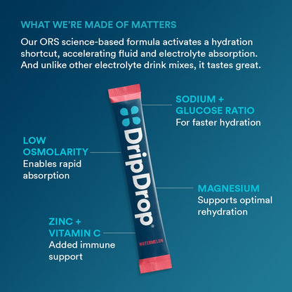 DripDrop Hydration - Electrolyte Powder Packets - Watermelon & Berry - 64 Count