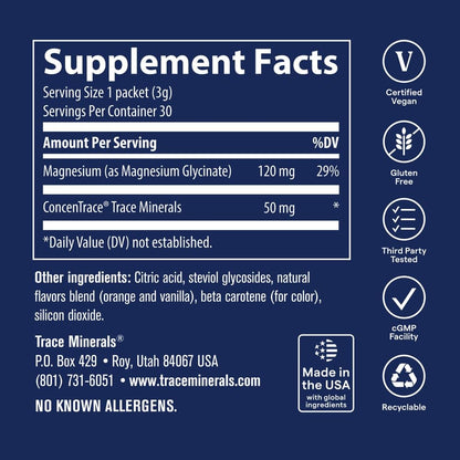 Trace Minerals Magnesium Glycinate, Mixed Berry Lemonade, 30 Stick Packs