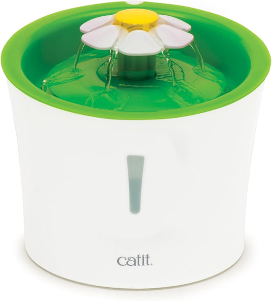 Catit Flower Fountain with Triple Action Filter, Cat Drinking Water Fountain, 3 L, Green | Cat Drinking Water Fountain