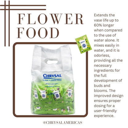 Chrysal Clear Flower Food Packets – Single Packet – Flower Arrangements & Bouquets – Floral Supplies