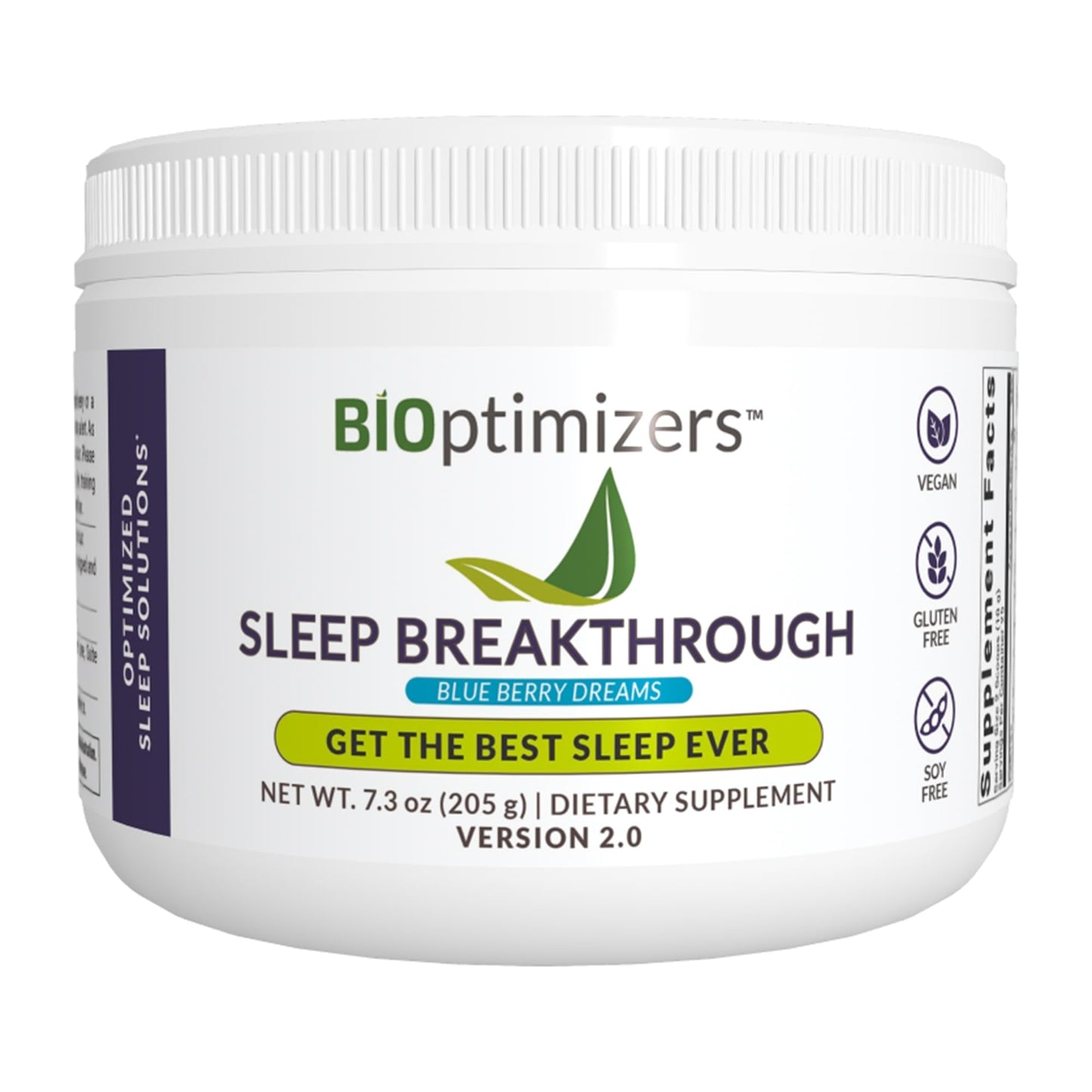 BIOptimizers Sleep Breakthrough 2.0 – Natural Support Supplement | Calming Relief Aid Adults | Non Habit Forming | 202.5 g Powder Blue Berry Dreams