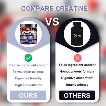 Creatine Monohydrate Gummies 5000mg with L-Carnitine, 120 Count | Containing Taurine for Women & Men, Build Muscle, Boost Energy, Faster Recovery, Sugar Free, Vegan, Raspberry & Blackberry