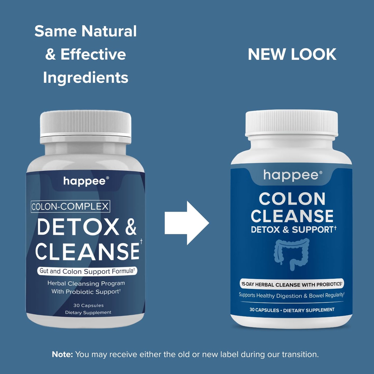 Happee Colon Cleanser & Detox for Weight Loss & GLP-1 Support - 15 Day Colon Cleanse Pills & Gut Support Probiotics Women Men - Fast Natural Laxatives Constipation Relief