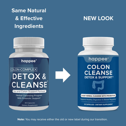 Happee Colon Cleanser & Detox for Weight Loss & GLP-1 Support - 15 Day Colon Cleanse Pills & Gut Support Probiotics Women Men - Fast Natural Laxatives Constipation Relief