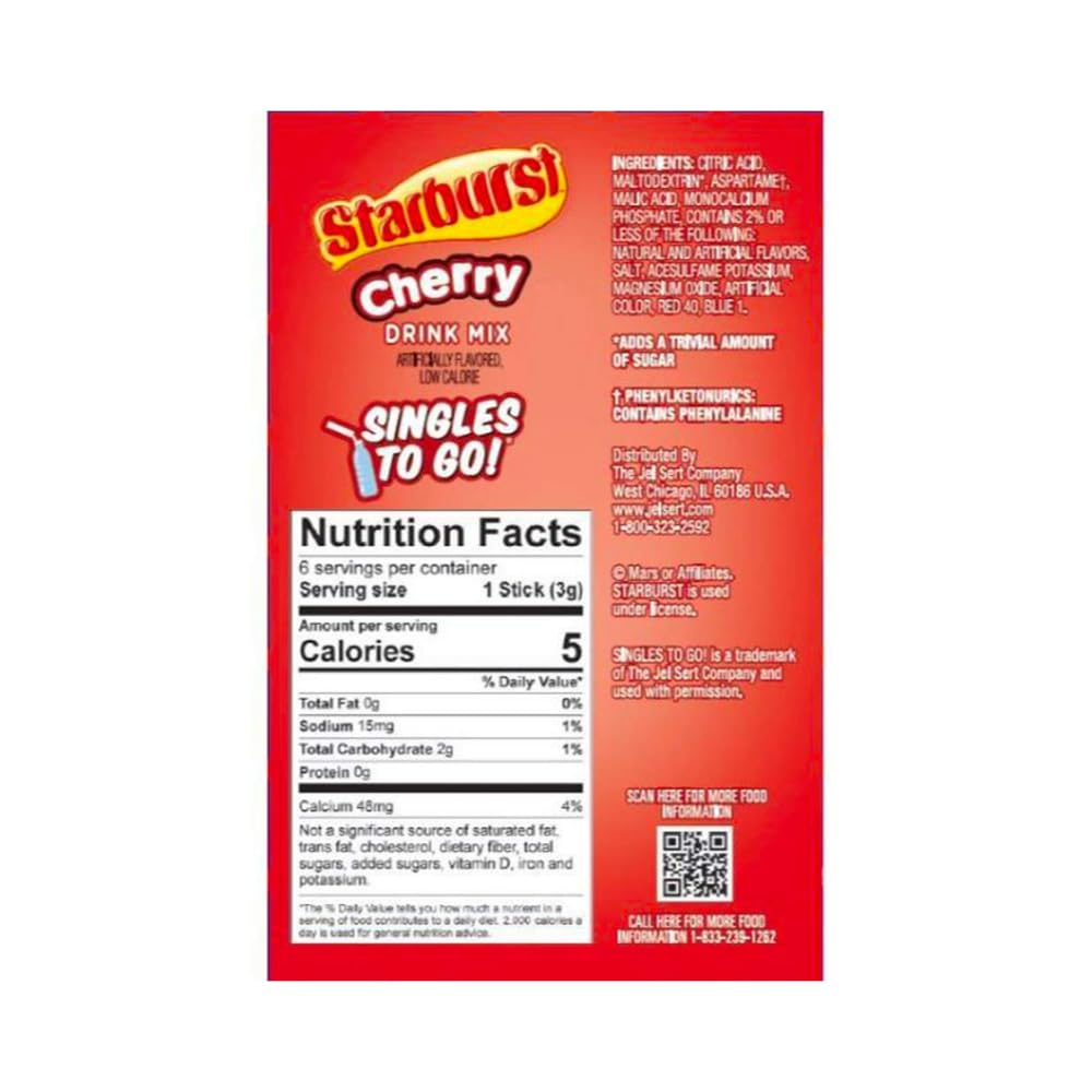 Starburst Singles To Go Powdered Drink Mix, All Pink Strawberry, 3 Boxes with 6 Packets Each - 18 Total Servings, Sugar-Free Drink Powder, Just Add Water, 6 count (Pack of 3)